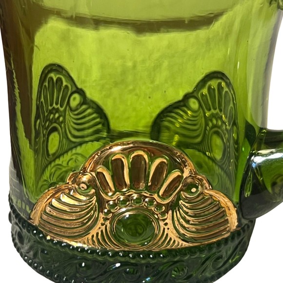 SET OF 3 GLASS SOUVENIR FESTIVAL ETCHED GREEN GLASSES 1850-1914 RANGE - Picture 12 of 13